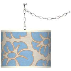  Floral Blue Silhouette Plug In Swag Chandelier