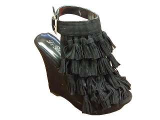 FRINGE WEDGE SHOES DE BLOSSOM COLLECTION sizes 6   10  