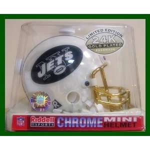 New York Jets Riddell Chrome 24k Gold Mini Helmet:  Sports 