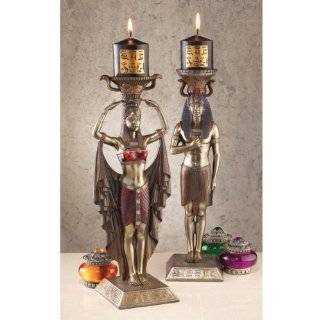 Egyptian Attendants to the Gods Sculptural Candleholders Set of Two