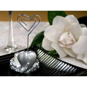 Wedding Favors Place Card Holder Candle Holder w T Light Heart Silver 