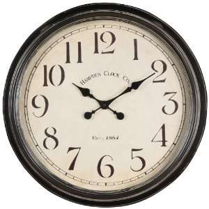  Wall Clock with Glass Covered Face in Aged Black Finish 