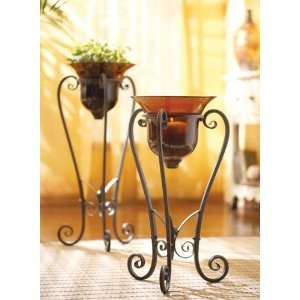   of 2 Antiqued Dual Purpose Glass Candle Holder Vases