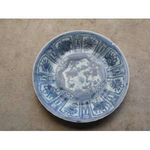   Antique Blue and White Porcelain Plate Chinese or Japanese Kitchen