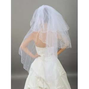   3T Pearl Elbow Bridal Veil for Wedding White One Size 