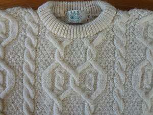   Woolen Mills Irish Wool Fisherman Hand knit Cable Aran Sweater XL