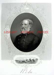US Civil War, ROBERT EDWARD LEE ~ 1865 Engraving RARE  
