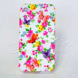 Floral and Butterfly design TPU Case For Iphone 4G  