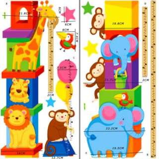 Cute ANIMALS home wall kids Stature Height Decor Stickers decals
