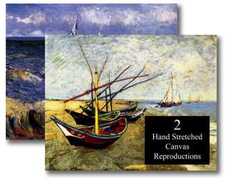 VAN GOGH REPROS CHOOSE 2 XLG STRETCHED CANVASES SEASCAPE FISHING 