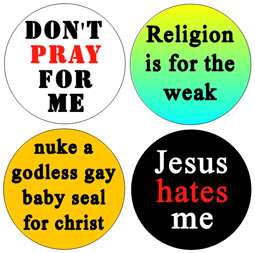 ANTI RELIGION pin/button set atheism atheist punk badge  