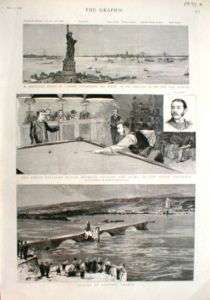 1886 Billiards Match Collins vs Peall Statue Of Liberty  