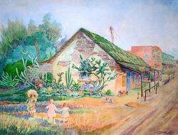 HARRY EMERSON LEWIS Signed 1930 California Watercolor San Juan 