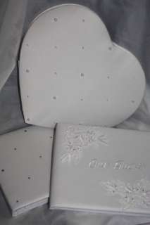 Heart Wedding Reception Guest Book White OR Ivory  