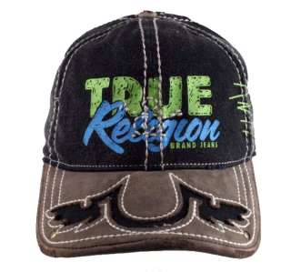 True Religion brand Jeans A FLEX wings cap hat Black or Army leather 