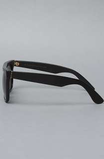 Super Sunglasses The Flat Top Sunglasses in Black Leather : Karmaloop 