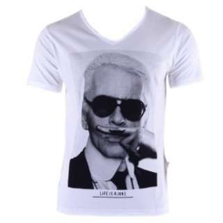   Herren T Shirt in weiß V Neck  Karl Lagerfeld   Bekleidung