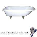 ft. Cast Iron Brushed Nickel Ball and Claw Feet Roll Top Tub with 3 