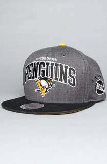 Mitchell & Ness The Pittsburgh Penguins Arch Logo G2 Snapback Hat in 