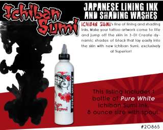 Ichiban Sumi Tattoo Ink 8 oz PURE WHITE Pigment Brite  