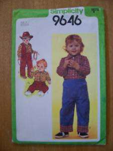 1980 TODDLER COUNTRY WESTERN OUTFIT SEWING PATTERN SZ 3  