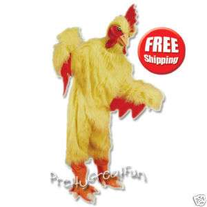 Adult Deluxe Chicken Costume Mascot Halloween Suit New  