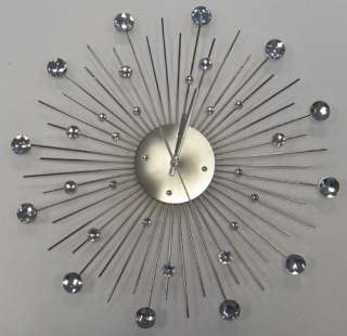 XXL Wanduhr Design D 50cm Kristall Edelstahl Metall Uhr Strassuhr 
