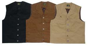 Cowboy Buckaroo Western Canvas Four Pocket Lapel Vest  