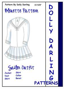 Bleuette Sailor Blouse Skirt Hat Doll Pattern 10 5/8  