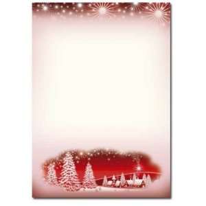 Briefpapier   Weihnachtsmotiv WINTERDORF   ROT 100 Blatt DIN A4 90g/² 