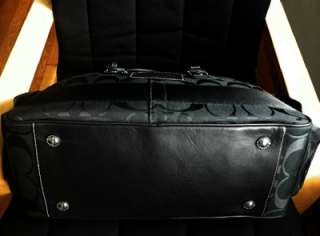 NWT Coach Blk Signature C Boston Stripe LG Travel Carryon Luggage 