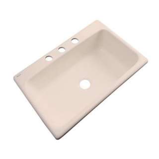   Drop In Acrylic33x22x9 3 Hole Single Bowl Kitchen Sink in Peach Bisque