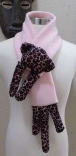 Cosplay cat ear pink cheetah fur neck warm winter fashion scarf  