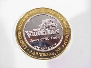 Venetian Limited Edition 10 Dollar Silver Gaming Token Casino  
