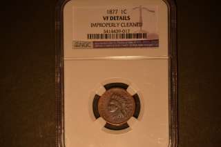 1877 Indian Head Cent NGC VF Details Cleaned  