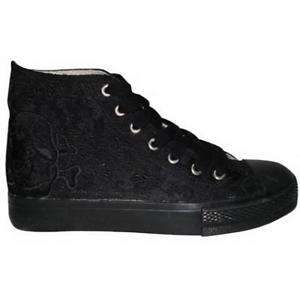 Gothic STOFFSCHUH Canvas Sneaker Chucks BROKAT schwarz  