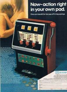 1973 One Arm Bandit Casino Game Vintage Ad  
