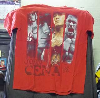 Hybrid JOHN CENA Red T Shirt Youth Large 4 different Pictures of Cena 