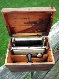 antique CARDMASTER MIMEOGRAPH PRINTER+dovetail WOOD BOX  