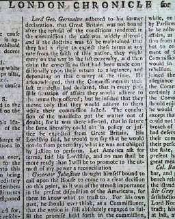 CHARLESTON SC CAPTURE Revolutionary War 1779 Newspaper  