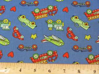   BLUE KIDS TRUCKS, TRAINS, AIRPLANES COTTON FABRIC TRADITIONS  