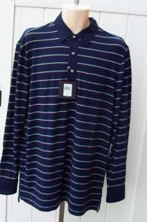 Ralph Lauren mens RLX golf polo shirt l/s navy striped $95 large 