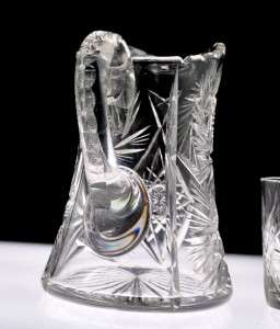 Fine 5pc Cut Glass American Brilliant Period Pitcher & Tumbler Set ABP 