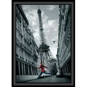 Paris   Mädchen Mit Roter Jacke, 3D Poster Gerahmt 3D Poster (gerahmt 