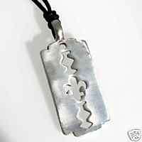 55A Silver PEWTER Gothic RAZOR BLADE Necklace PENDANT  