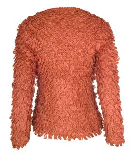 Ladies New Rust Loop Knit Chunky Cardigan  
