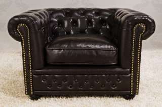 Edler Chesterfield Sessel 1er dark coffee Nieten Couch Sofa braun 