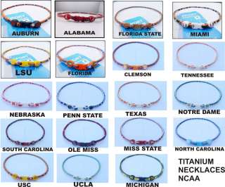 NCAA COLLEGE TITANIUM SPORT NECKLACE 21 NEW IN BOX, WEAR YOUR 