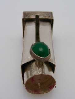 Antique 800 Fine Silver Engraved Lip Stick Mirror Case  