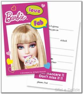 biglietti dinvito Barbie coordinato party per feste  